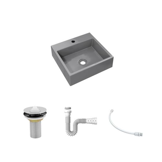 Imagem de Kit Cuba Q395 C/Válvula 1'' (2,6cm) + Sifão Pvc + Flexível