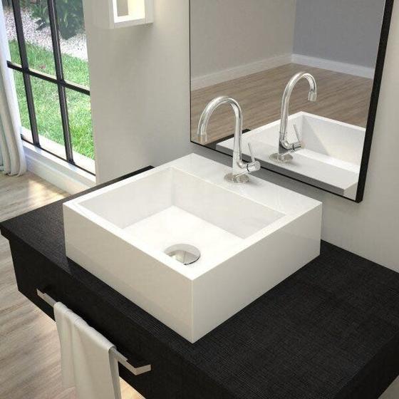 Imagem de Kit Cuba Q395 com Torneira 1198 Metal e Válvula Click 1 1/2" e Sifão Pvc e Flexível Compace
