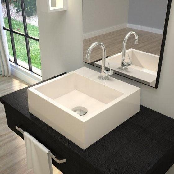 Imagem de Kit Cuba Q395 com Torneira 1198 Metal e Válvula Click 1"G Sifão PVC e Flexível Compace