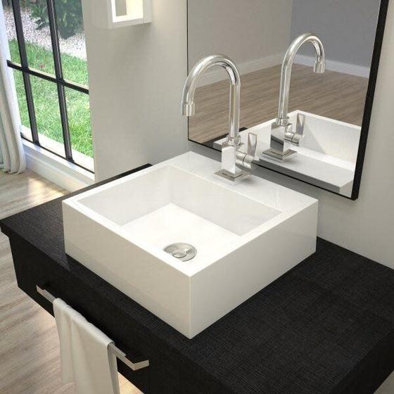 Imagem de Kit Cuba Q395 com Torneira Luxo 1195 Metal e Válvula Click 1"B e Sifão Cromado e Flexível Compace