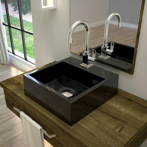 Imagem de Kit Cuba Q395 com Torneira Luxo 1195 Metal e Válvula Click 1 Pol. e Sifão Pvc e Flexível Compace