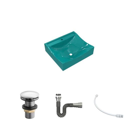 Imagem de Kit Cuba Q440 C/Válvula Click 1''G + Sifão Cromado + Flexível