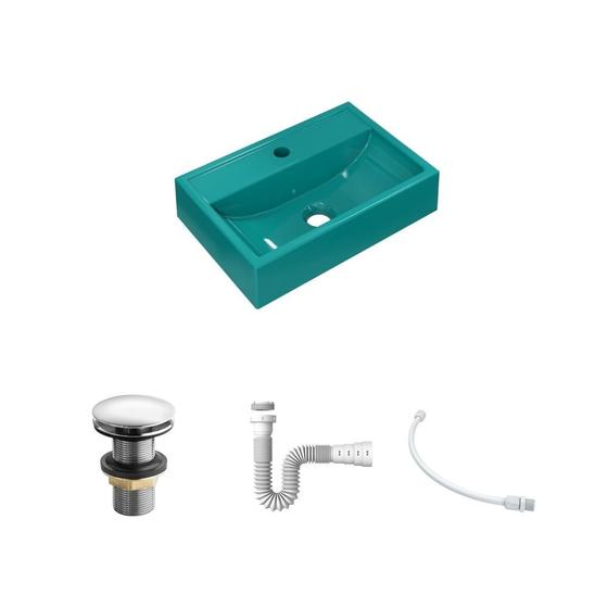 Imagem de Kit Cuba Q45 C/Válvula Click 1 1/2'' (04cm) + Sifão Pvc + Flexível