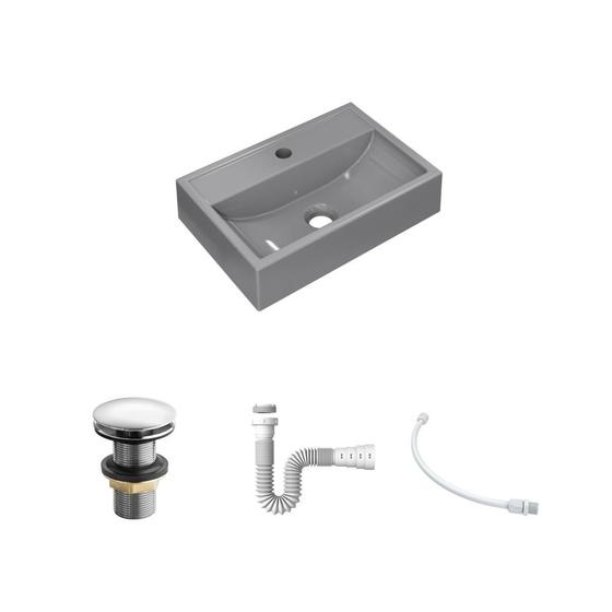 Imagem de Kit Cuba Q45 C/Válvula Click 1 1/2'' (04cm) + Sifão Pvc + Flexível