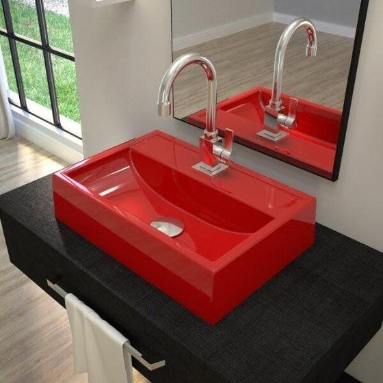 Imagem de Kit Cuba Q45 com Torneira Luxo 1195 Metal e Válvula Click 1 Pol. Sifão Cromado e Flexível Compace