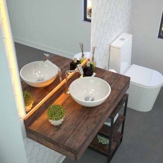 Imagem de Kit Cuba R30 com Torneira Link 1062 Metal e Válvula Click 1 Polegada e Meia e Sifão Pvc e Flexível C