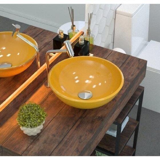 Imagem de Kit Cuba R35 com Torneira Link 1062 Metal e Válvula Click 1 Polegada e meia e Sifão Pvc e Flexível C