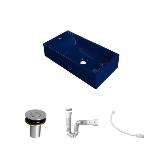 Imagem de Kit Cuba Rl545 Roma com Válvula Botão e Sifão com Flexível Azul Escuro