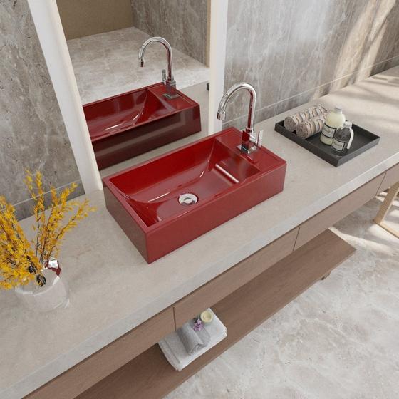 Imagem de Kit Cuba Rl545 Roma com Válvula Botão e Sifão com Flexível Vermelho
