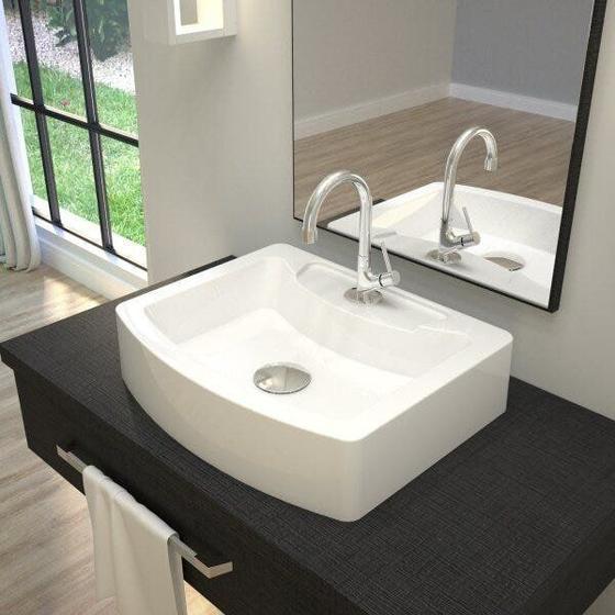 Imagem de Kit Cuba RT41 com Torneira 1198 Metal e Válvula Click 1 Polegada G e Sifão Pvc e Flexível Compace