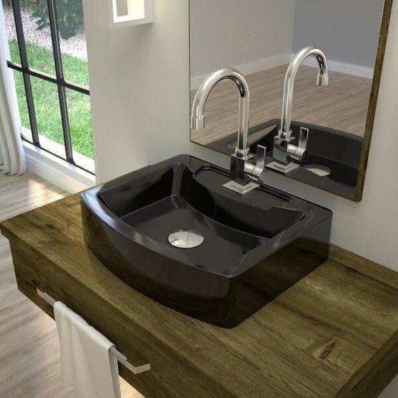 Imagem de Kit Cuba RT41 com Torneira Luxo 1195 Metal e Válvula Click 1 Polegada e Meia e Sifão Cromado e Flexí