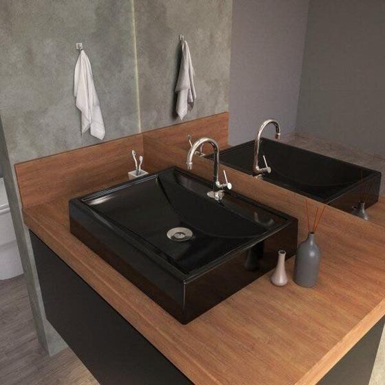Imagem de Kit Cuba RT49 com Torneira 1198 Metal e Válvula Click 1 Polegada B e Sifão Cromado e Flexível Compac