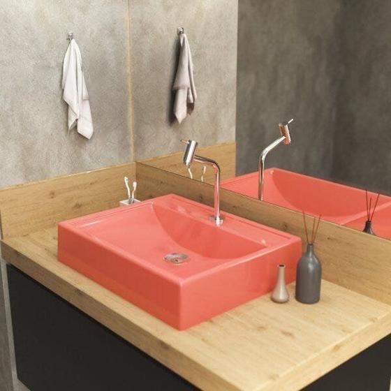 Imagem de Kit Cuba RT49 com Torneira Pratika 1060 Metal e Válvula Click 1 Polegada B e Sifão Cromado e Flexíve