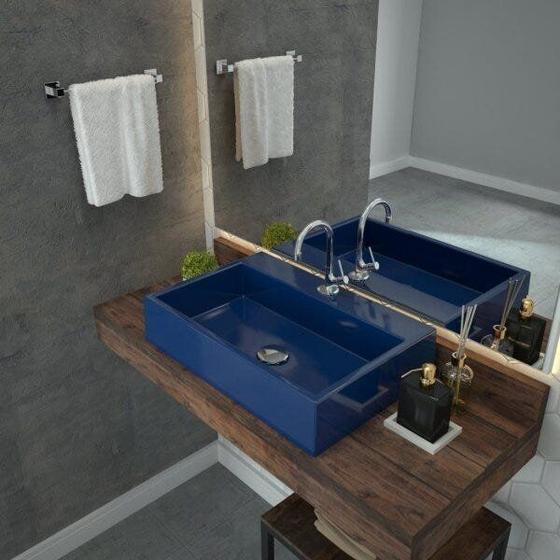 Imagem de Kit Cuba RT55 com Torneira 1198 Metal e Válvula Click 1 Polegada G e Sifão Pvc e Flexível Compace