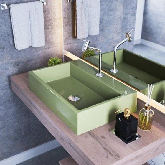 Imagem de Kit Cuba RT55 Com Torneira Pratika 1060 Metal e Válvula Click 1 Polegada G e Sifão Cromado e Flexíve