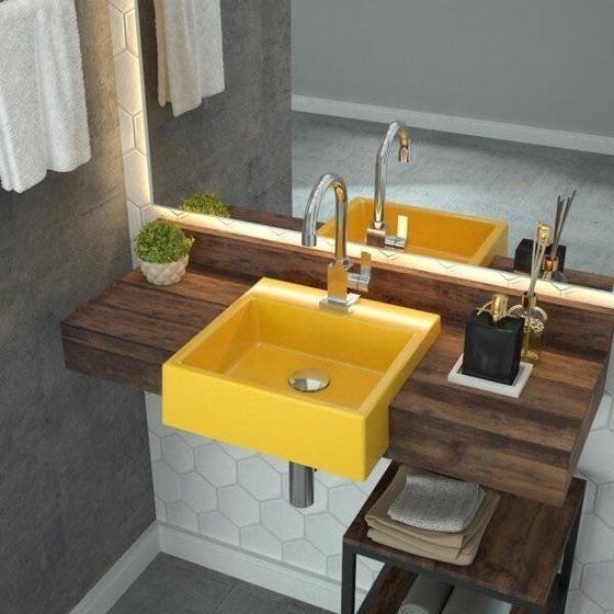 Imagem de Kit Cuba XQ355 com Torneira Luxo 1195 Metal e Válvula Click 1 1/2 com Sifão Cromado e Flexível Compa