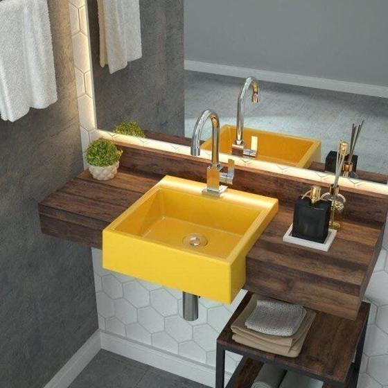 Imagem de Kit Cuba XQ355 com Torneira Luxo 1195 Metal e Válvula Click 1"B com Sifão Cromado e Flexível Compace
