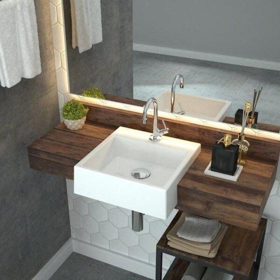 Imagem de Kit Cuba XQ355 com Válvula Click 1"G com Sifão Cromado e Flexível Compace