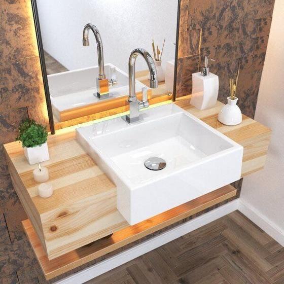 Imagem de Kit Cuba XQ395 com Torneira Luxo 1195 e Válvula Click 1 1/2 com Sifão PVC e Flexível Compace