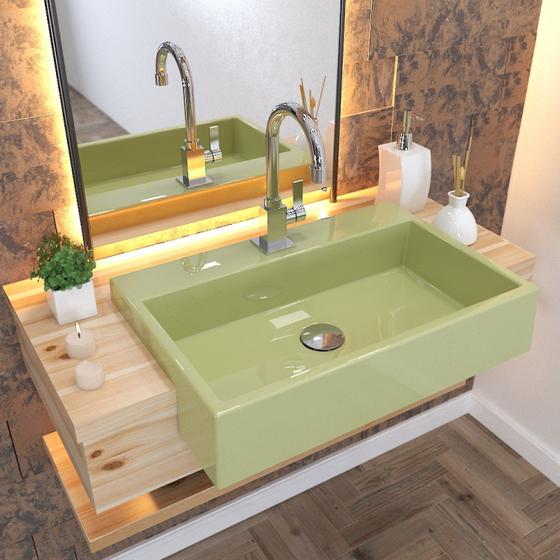 Imagem de Kit Cuba XRT55 com Torneira Luxo 1195 e Válvula Click 1 1/2 com Sifão Cromado e Flexível Compace