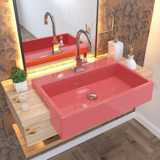 Imagem de Kit Cuba XRT55 com Torneira Luxo 1195 e Válvula Click 1"B com Sifão Cromado e Flexível Compace