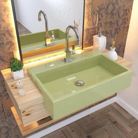 Imagem de Kit Cuba XRT55 com Torneira Luxo 1195 e Válvula Click 1"B com Sifão Cromado e Flexível Compace