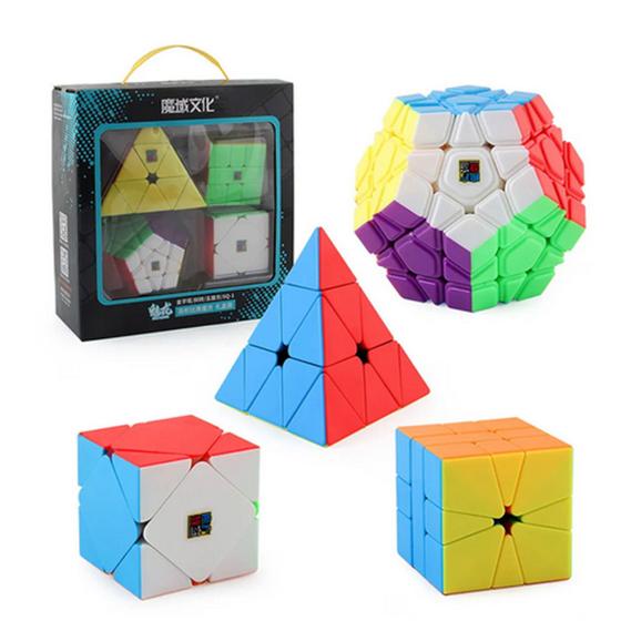 Kit Cubo Mágico Moyu 4 peças Megaminx Pyraminx Square 1 Skewb R+ D Profissional Colorido Original Magic Cube Menor preço em Kit Cubo Mágico Moyu 4 peças Megaminx Pyraminx Square 1 Skewb R+ D Profissional Colorido Original Magic Cube
