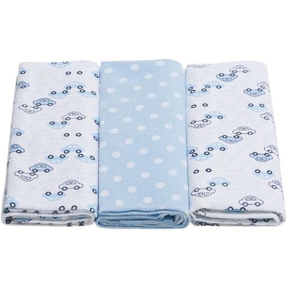 Imagem de Kit cueiros papi 4401 composê flanelado 100% algodão azul