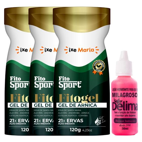 Imagem de Kit Cuidado Corporal: 3 Fitogel Gel de Arnica Alívio da Dor Muscular + Milagroso Delima Loção Para Rachaduras nos Pés