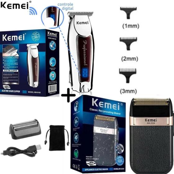 Imagem de KIT Cuidado Masculino (KEMEI 2024 + 9164) para todo tipo de cabelo