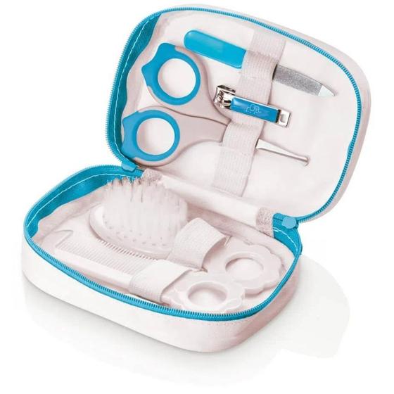 Imagem de Kit Cuidados Bebe Higiene Tesoura Escova Cortador Unha Pente