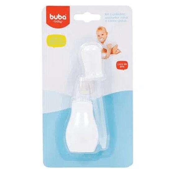 Imagem de Kit Cuidados Buba Aspirador Nasal E Conta-gotas Branco Buba