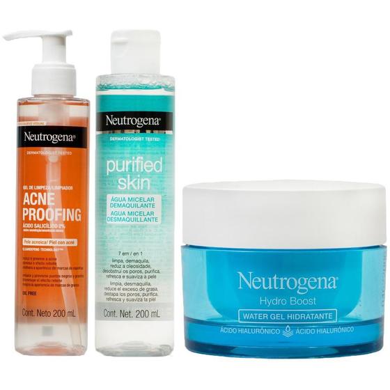 Imagem de Kit Cuidados com a Pele Neutrogena Gel de Limpeza 200ml + Hidratante 50g + Água Micelar 200ml