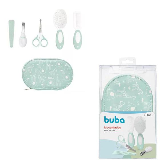 Imagem de Kit Cuidados Higiene 8 Itens com Estojo Infantil Buba Verde