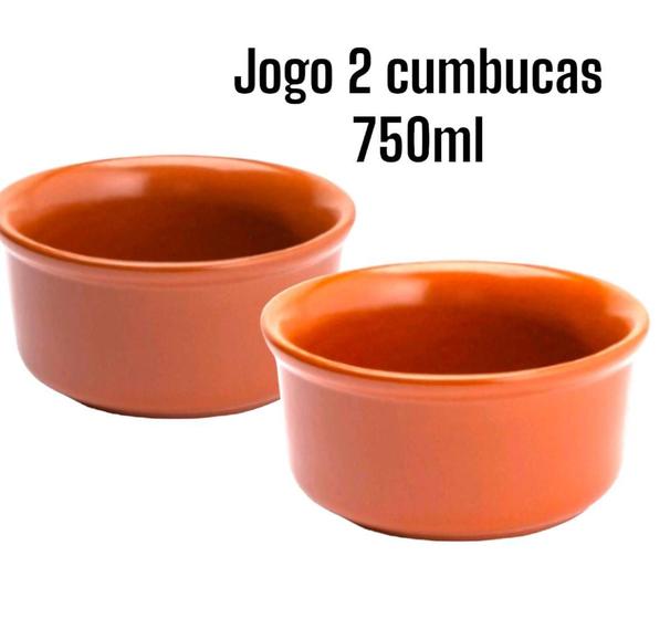 Imagem de Kit Cumbuca Vermelha - DUO GRANDE - Tigela Para Feijoada Sopa Caldos Arroz Feijão Farofa Torresmo  Porcelana Refratária