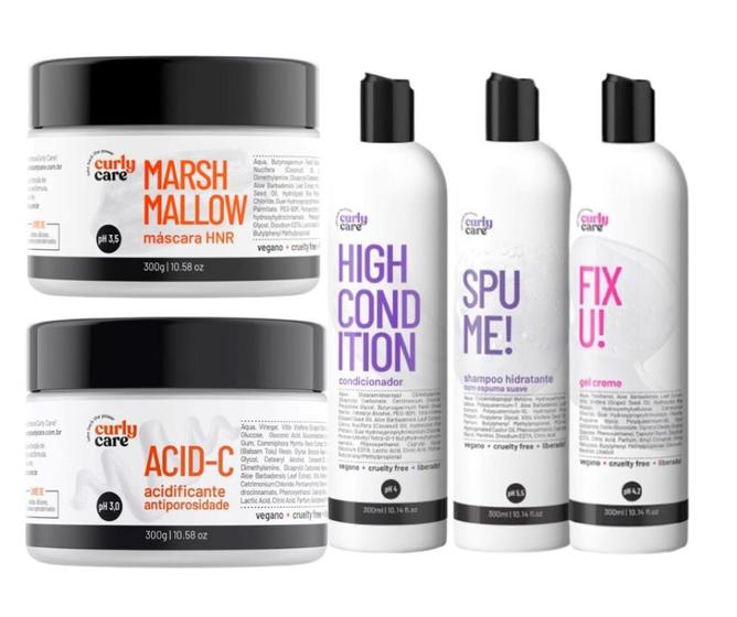 Imagem de Kit Curly Care Shamp, Cond, Fix U Finalizador, Máscara e Acid-C