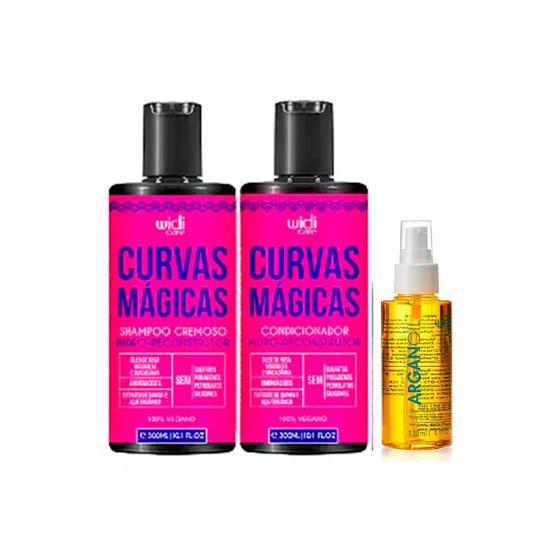Imagem de Kit Curvas Mágicas Shampoo, Condicionador 300ml e Argan Oil 120ml - Widi Care