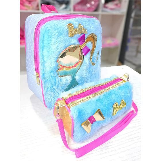 Imagem de Kit da barbie para criança mochila e bolsinha lateral para colocar celular