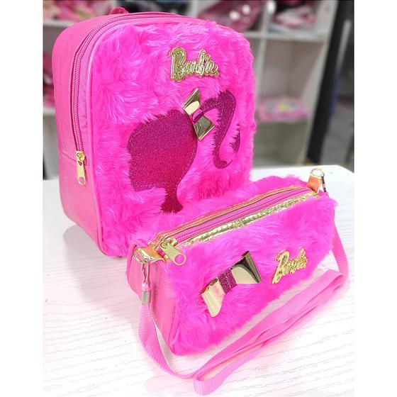 Imagem de Kit da barbie para criança mochila e bolsinha lateral para colocar celular