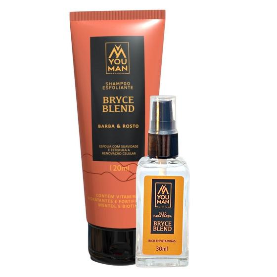 Imagem de Kit da linha Bryce Blend da You Man: shampoo esfoliante + óleo para barba com ação fortificante