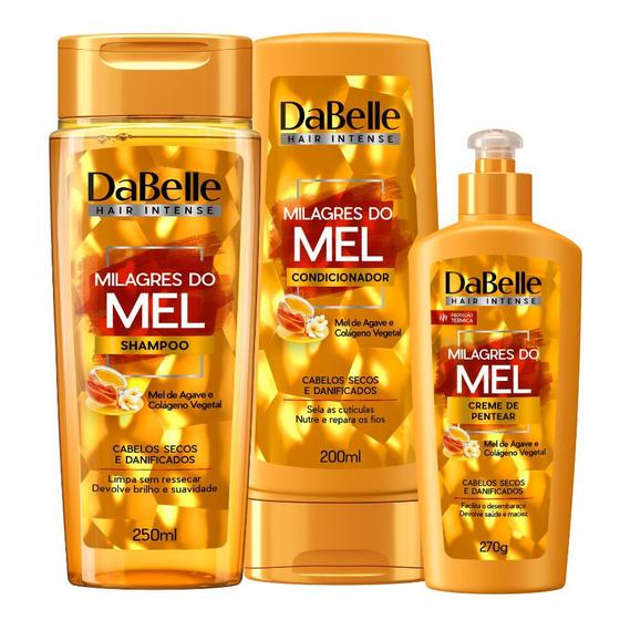 Imagem de  kit Dabelle Milagres do mel Shampoo Condicionador Creme de Pentear