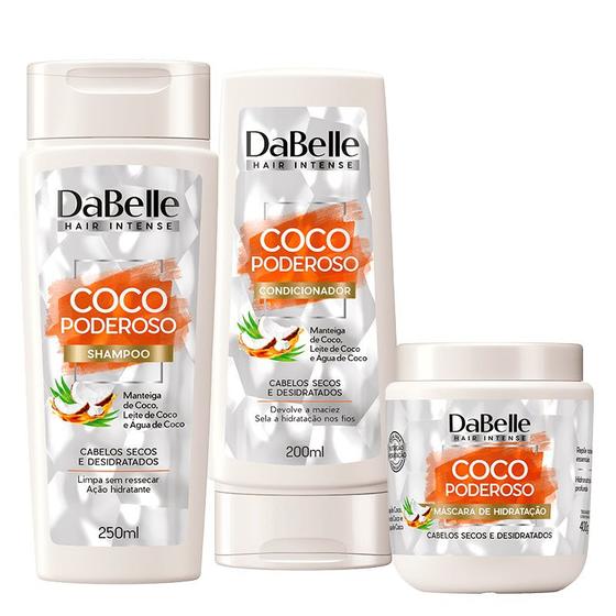 Imagem de Kit Dabelle Shampoo e Condicionador Leave-in Coco Poderoso + Máscara Tratamento Creme Hidratação