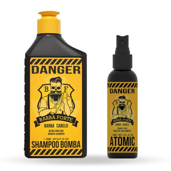 Imagem de Kit Danger Shampoo + Tônico de Crescimento para Barba e Cabelo Barba Forte