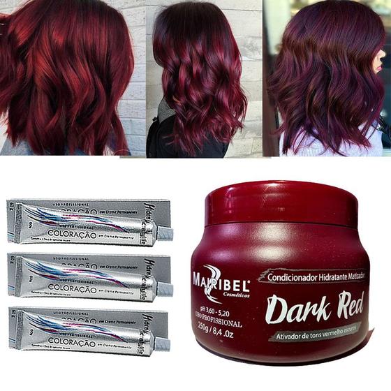 Imagem de Kit Dark Red 01 Máscara 250g e 03 Tintas N 66.66 Mairibel