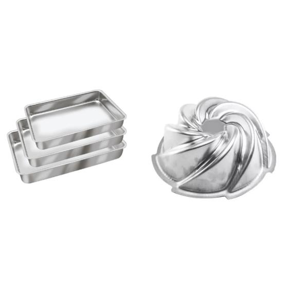 Imagem de Kit De 1 Conjunto De Forma Retangular N. 1, 2, 3 e 1 Forma Vulcão Decorada Alumínio Superior IF 35