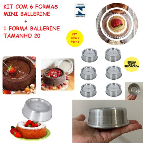 Imagem de Kit De 1 Forma Ballerine Redonda e 6 Mini Forminhas Ballerine Para Mini Bolos Baby Piscina