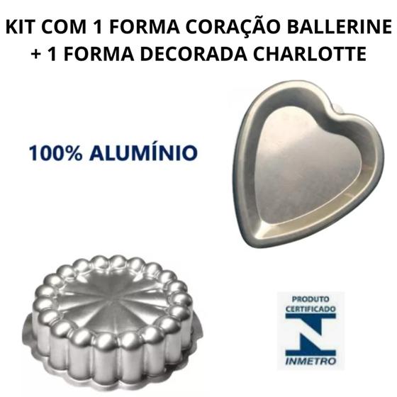 Imagem de Kit de 1 Forma Coração Ballerine + 1 Forma Charlotte Para Bolo Nórdico Nordic Cake