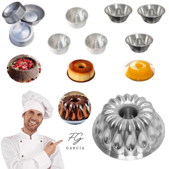 Imagem de Kit De 1 Forma Suíça Gota Para Bolo Bundt Bolo Nórdico  + 9 Mini Formas Para Mini Bolos Baby