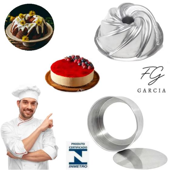 Imagem de Kit De 1 Forma Vulcão Com Cone Canudo + 1 Forma Fundo Falso Fundo Removível Alumínio IGF897
