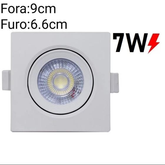 Imagem de kit de 10 Spot LED Embutir Direcionável Quadrado 7W Bivolt 3500K Branco Quente 9cm2.5cm9cm